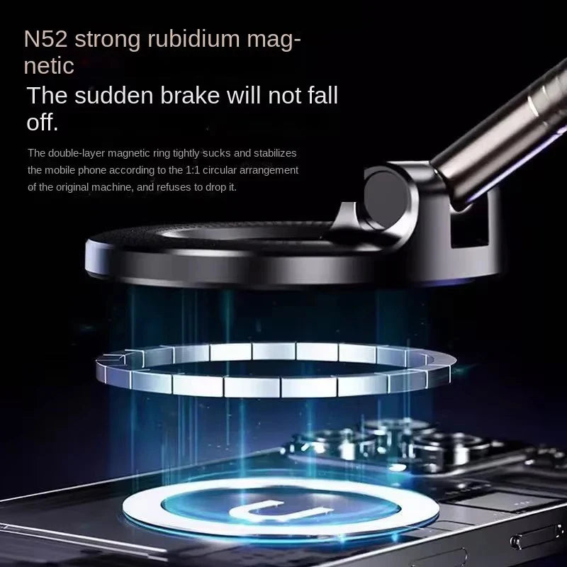 Magnetic Car Phone Mount 360° Rotation Vacuum Suction Holder for Dashboard, Windshield & Desk – Universal Phone Stand