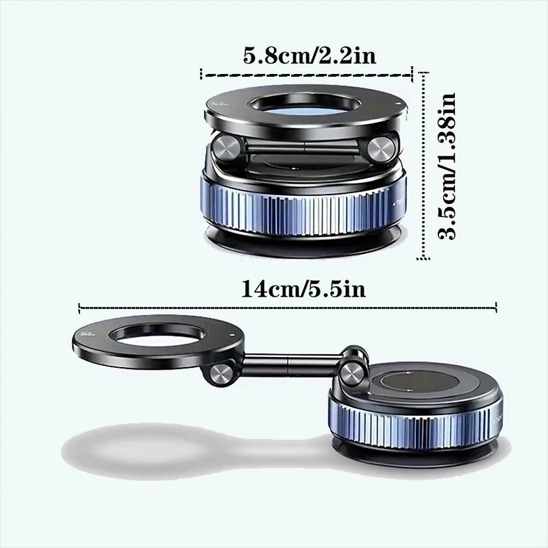 Magnetic Car Phone Mount 360° Rotation Vacuum Suction Holder for Dashboard, Windshield & Desk – Universal Phone Stand