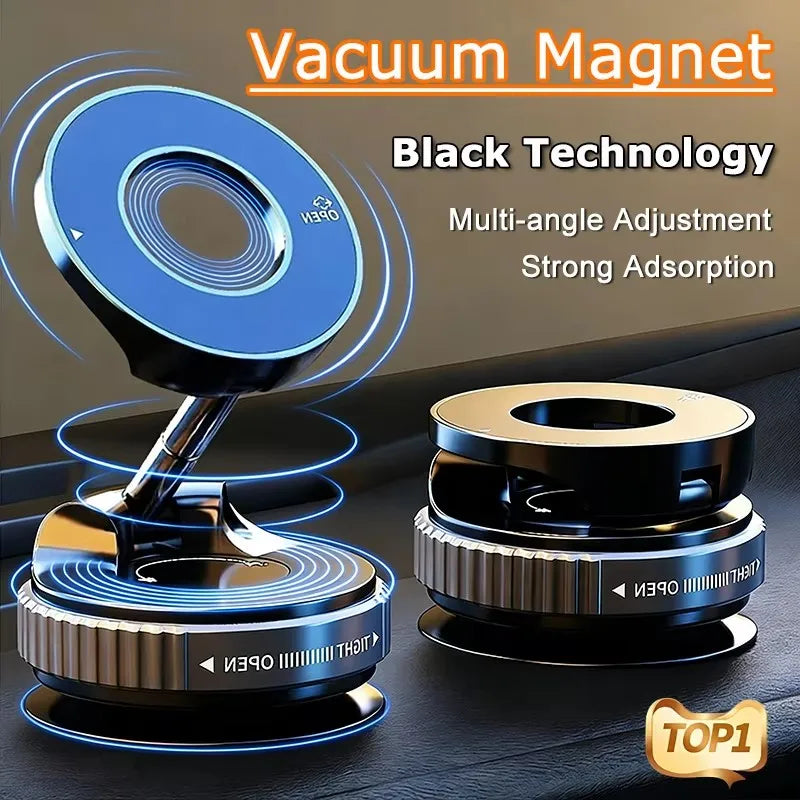 Magnetic Car Phone Mount 360° Rotation Vacuum Suction Holder for Dashboard, Windshield & Desk – Universal Phone Stand