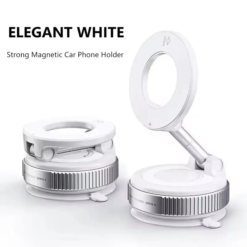 Magnetic Car Phone Mount 360° Rotation Vacuum Suction Holder for Dashboard, Windshield & Desk – Universal Phone Stand